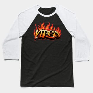 Virgo Zodiac Retro Flames Birthday Baseball T-Shirt